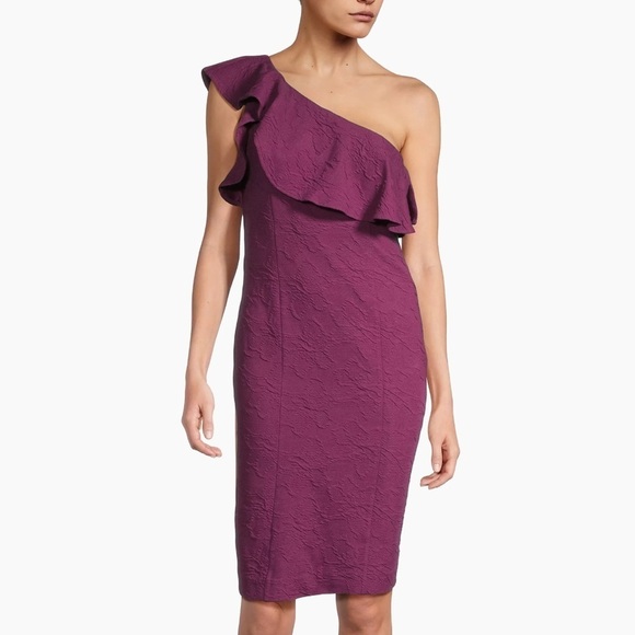 Lilly Pulitzer NWT Bordeaux Ruffle Jacquard One-Shoulder Minidress Size 10 - Picture 2 of 9